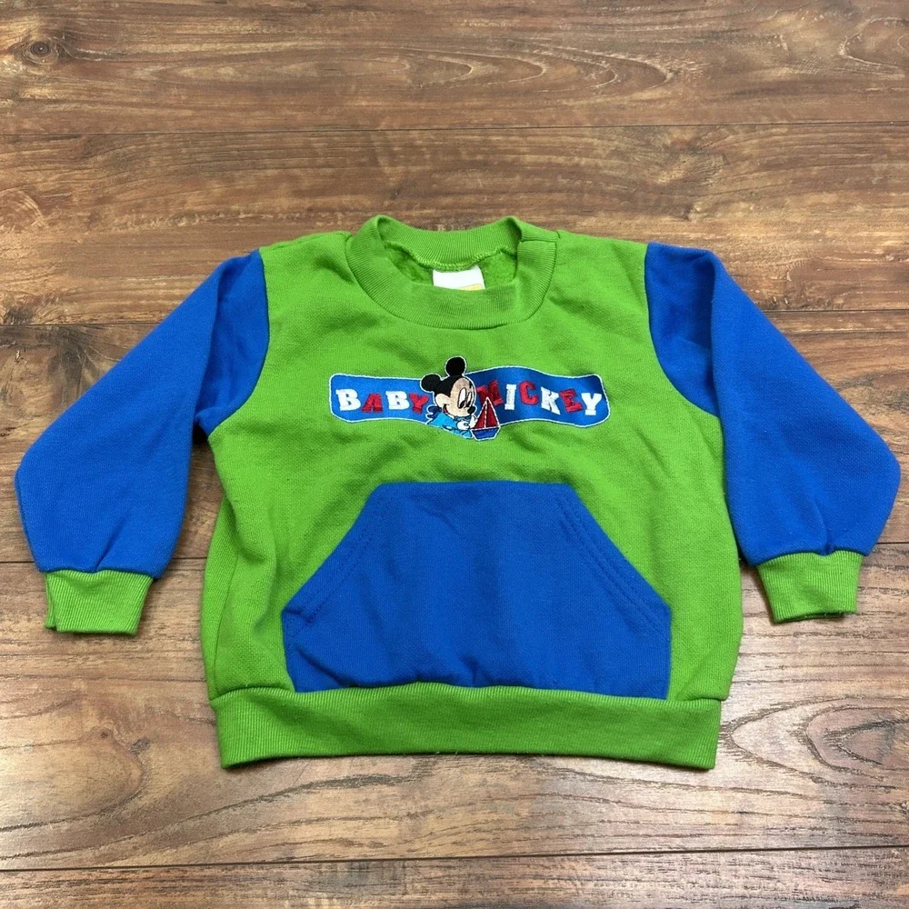 Disney Babies‎ 24 Months Front Pocket Baby Mickey Sweatshirt Vintage Rare Crew